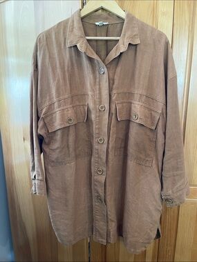 OZMA Oversized Utility Shirt Jacket in Ochre - S
